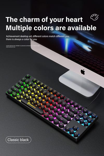 HXSJ K87 Key Punk Film Gaming Keyboard Computer Notebook External Office Wired Usb Port Use For Desktop Laptop Of Rainbow Lights - Image 1