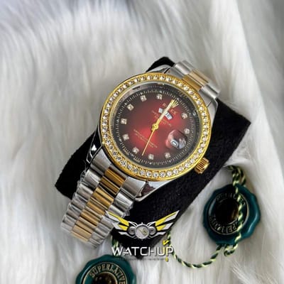 Rolex AA Grade || Dual Tone || Red Diamond Stone