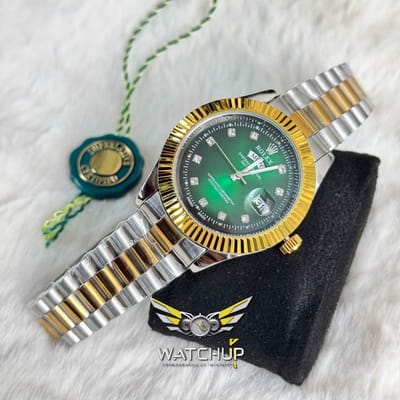 Rolex AA Grade || Dual Tone || Green Diamond Cut