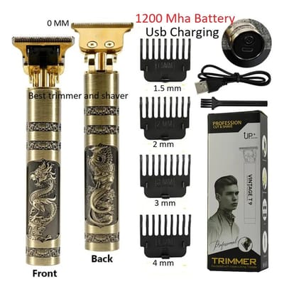 T9 Vintage USB 6500 charging cable with Rechargeable Hair Trimmer metal body Electric Hair Clipper Haircut Machine For Men - Image 1