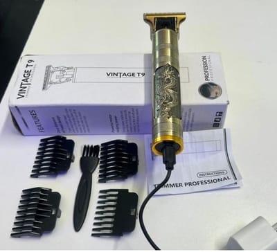 T9 Vintage USB 6500 charging cable with Rechargeable Hair Trimmer metal body Electric Hair Clipper Haircut Machine For Men - Image 3