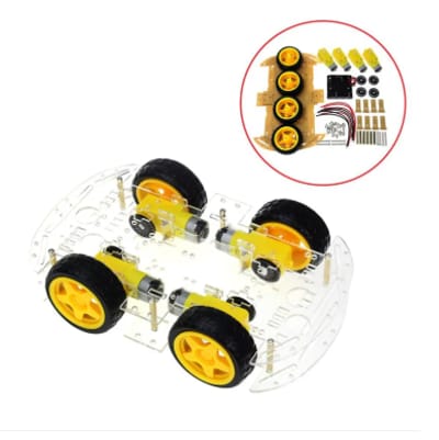4WD Smart Robot Car Chassis 4WD Kit Multi-Functional 4WD Smart Robot Car Double Layer Acrylic Chassis Plate 26cm Kit Without Battery Holder For Arduinos Uno R3 Electronics Circuitry & Parts