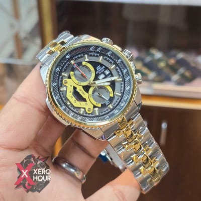 Edifice Master Grade || Japan Movement | Chain Style | Dual Tone Gold Black Dial