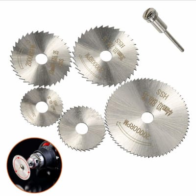5Pcs HSS SAW BLADES HSS Cutting Discs Wheel 5Pcs HSS Circular Saw 22mm 25mm 32mm 35mm 44mm Rotary Blade 1Pcs 3.2mm Mandrel For Wood Plastic Cutting Cut Off Tools Sets
