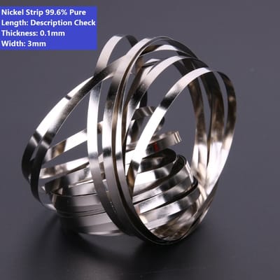 5 Feet Length Pure Nickel Strip 99.6% Pure Nickel Strip 0.1mm Thick 3mm Width Ni Plate Tape Nickel Sheet 3mm Nickel Strip For 18650 Battery AAA AA Battery Spot Welding Battery