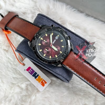 SKMEI 9347 MEN QUARTZ WATCH SIX POINTER POPULAR LEATHER STRAP WATERPROOF WATCH