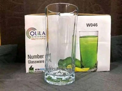 স্বচ্ছ কাচের পানির গ্লাস ৬ পিছ - Drinking Water Tall Glass - 6-Piece 350ML #46 - Image 1