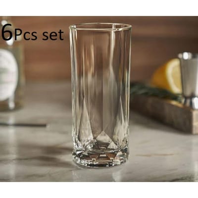 স্বচ্ছ কাচের পানির গ্লাস ৬ পিছ - Drinking Water Tall Glass - 6-Piece 350ML #46 - Image 2