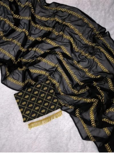 ওয়েটলেস জর্জেট এমব্রয়ডারি শাড়ি - Image 5