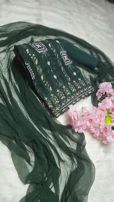 ইন্ডিয়ান আনস্টিচড জর্জেট থ্রি পিস - Image 4