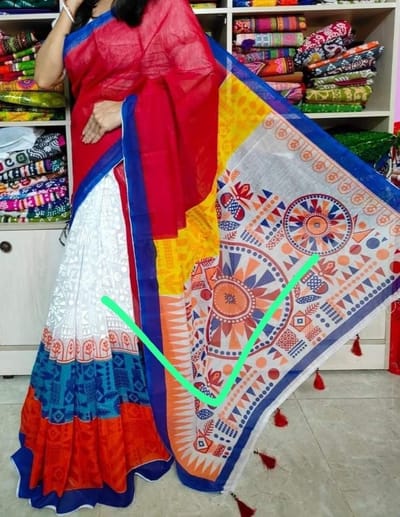 হাফ সিল্ক স্কিন প্রিন্ট শাড়ি - Image 6