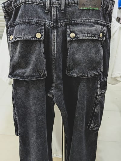 Cargo Denim Jeans// Washed Black - Image 4