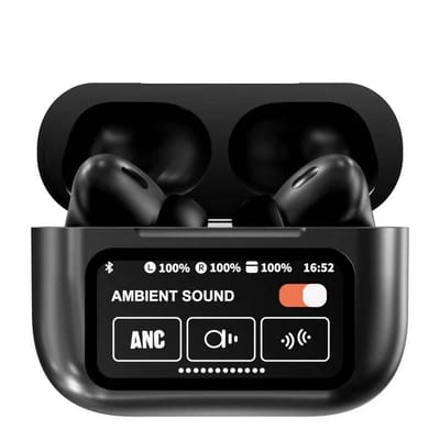 Airpods A9 Pro Earbuds TWS In-Ear Earbuds ANC/ENC Wireless Earphones LED Touch Screen Display Noise Cancelling LED Alarm Clock