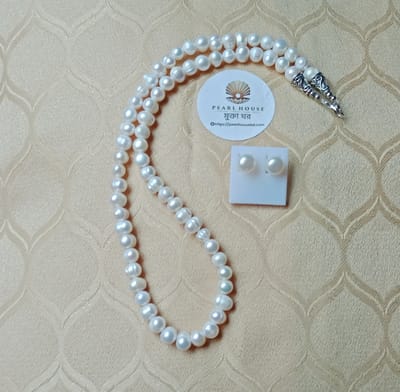 White colour Single Layer Pearl Necklace