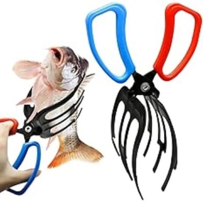 Fish Gripper, Fish Grabber Tool Metal Fish Grippers for Fishing, 3 Claw Fish Grips Anti-Slip Fishing Pliers Gripper Control Clamp Claw Fish Pliers Catch Fish Fishing Accessories, Ideal for Anglers