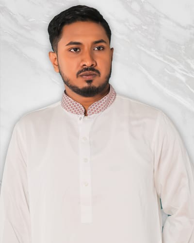 Elegant White with Warm Accents Panjabi