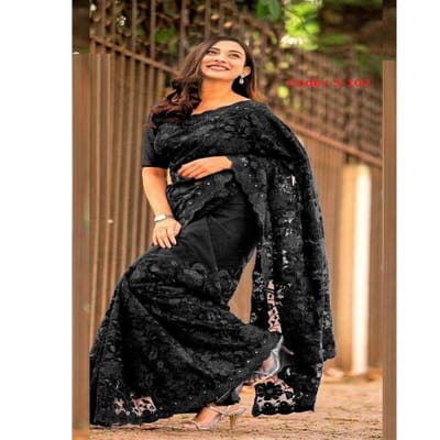 ইন্ডিয়ান জর্জেট শাড়ি ব্লাউজ পিস সহ - Image 3