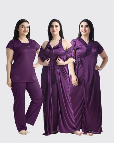 4 Part Premium Nightwear Combo ( Purple ) - Image 1