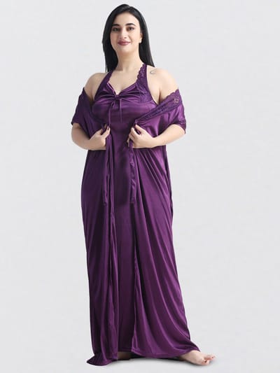4 Part Premium Nightwear Combo ( Purple ) - Image 4