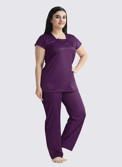 4 Part Premium Nightwear Combo ( Purple ) - Image 7