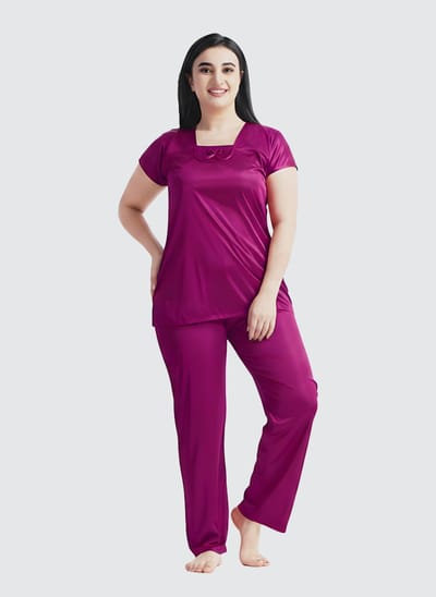 4 Part Premium Nightwear Combo ( Magenta) - Image 4