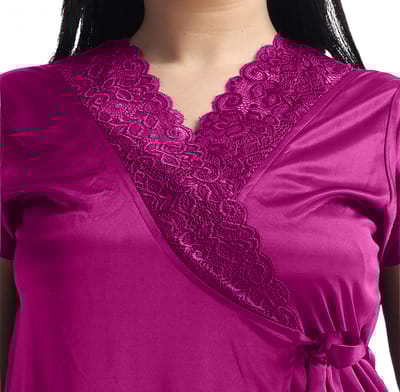 4 Part Premium Nightwear Combo ( Magenta) - Image 6