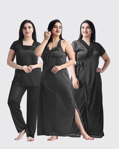 4 Part Premium Nightwear Combo ( Black) - Image 1