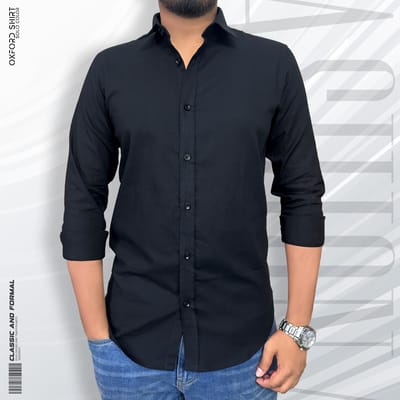 Signature Solid Black Oxford Shirt