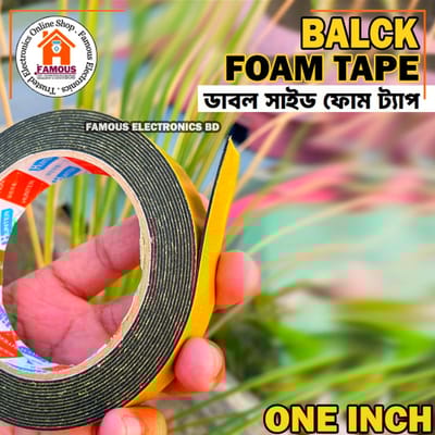 Double Sided Foam Tape 1″ Inch Black Color Heavy Duty Gum