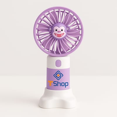 Mini Rechargeable Handheld Fan – Purple Flower Design