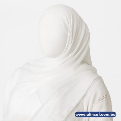 সাদা মুনা সিল্ক  ওড়না হিজাব - WHITE MUNA SILK ORNA HIJAB