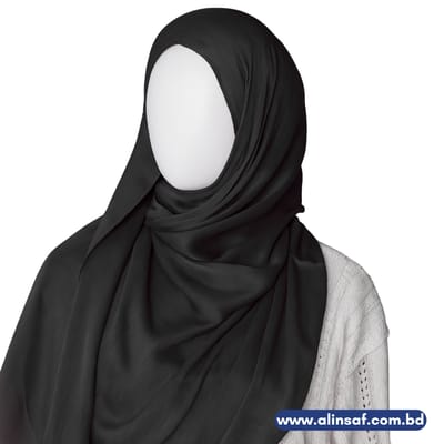 কালো মুনা সিল্ক ওড়না হিজাব - BLACK MUNA SILK ORNA HIJAB