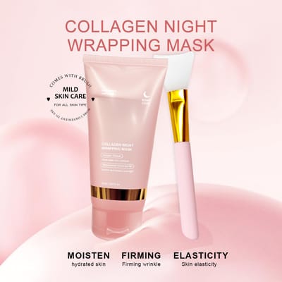 Sleep Facial Mask Collagen Sleeping Mask Face Beauty Korean Gel Collagen Overnight Wrapping Peel-Off Facial Mask