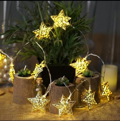 STAR SHAPE STEEL CASE FAIRY LIGHTS (20 Pcs., 15 Feet)