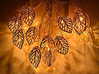 LEAF SHAPE STEEL CASE FAIRY LIGHTS (20 Pcs., 15 Feet)