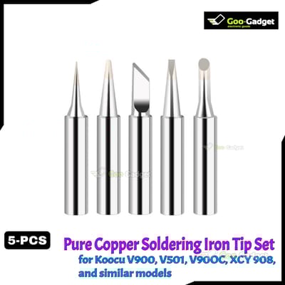 5Pcs Pure Copper Soldering Iron Tip Set for Koocu V900, V501, V90OC, XCY 908, and similar models