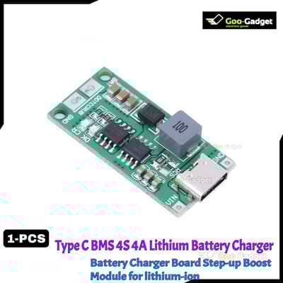 Type-C BMS 4S 4A 18650 Lithium Battery Charger Board | Step-Up Boost Module