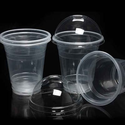 Disposal Onetime Glass Juice Glass / Cake Jar Set (Glass With Lid), 350ml 10Pcs