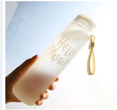 Hello Master 480ml Glass Water Bottle with Leakproof Lid