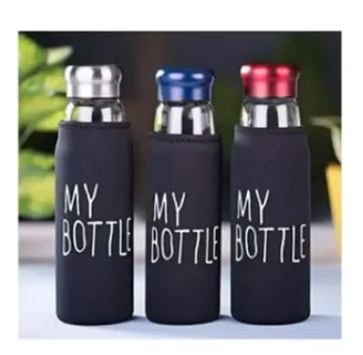 Jazz Style Glass Water Bottle with Aluminum Cap for On the Go Hydration