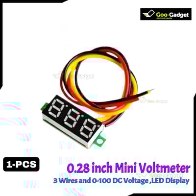 Mini 0.28 Inch 3-Wires Digital Voltmeter | Red LED Display DC 0-100V Digital Panel Voltage Meter