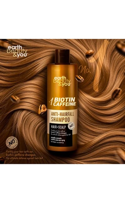 Earth beauty & you No 01 Biotin Caffeine Anti-Hairfall Shampoo 350ml - Image 4