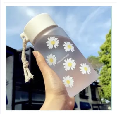 Water Bottle(500 ml), Cute Daisy, Large Capacity, Translucent, Water Bottle, Cup, Mug, Cup, Stylish, Wide Mouth
