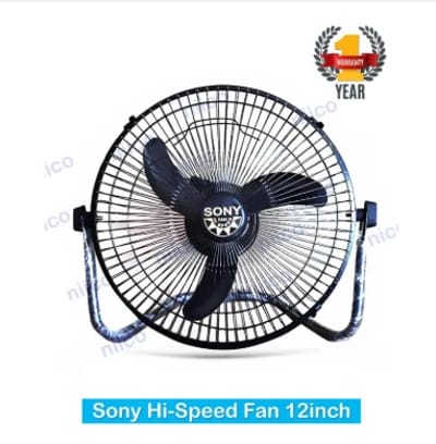 Sony High Speed Desk Fan Heavy Duty Black ( 12")-One years Warranty