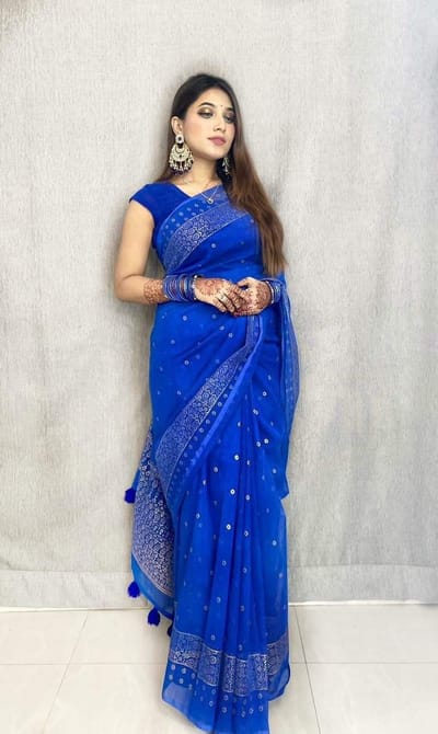 প্রিমিয়াম  হাফ সিল্ক শাড়ি - Image 3