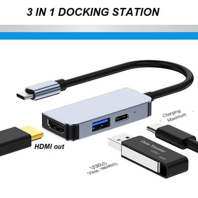 3-in-1 USB-C Docking Station Hub for MacBook - 100W PD Fast Charge USB-C Extender