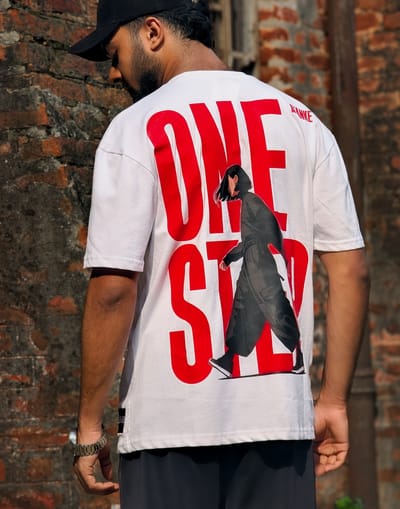 One step at a time // unisex // white Oversized t-shirt - Image 1