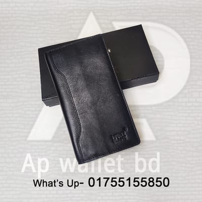Genuine Leather 2 Phone Chamber Mont Blanc Long Wallet With Box