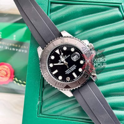 Rolex Yatch Master ||Silver Black | AA+ Grade || With Rolex Mid-Size Box