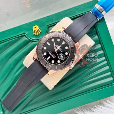 Rolex Yatch Master ||Silver Rose Gold | AA+ Grade || With Rolex Mid Size Box